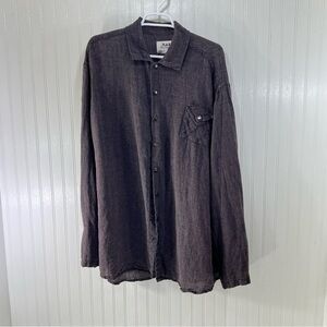 Flax by Jeanne Engelhart Multicolor Textured/Brown Linen Shirt Jacket Size Large